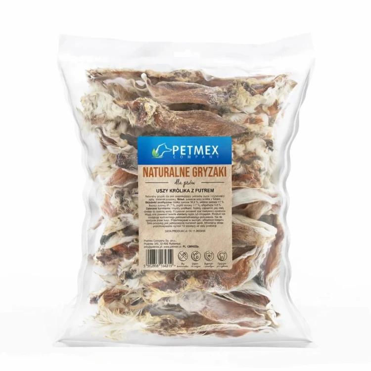 PETMEX Uszy Królika z futrem 200g
