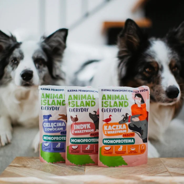 ANIMAL ISLAND Monoproteina cielęcina/kaczka/indyk karma dla psa 9×300g