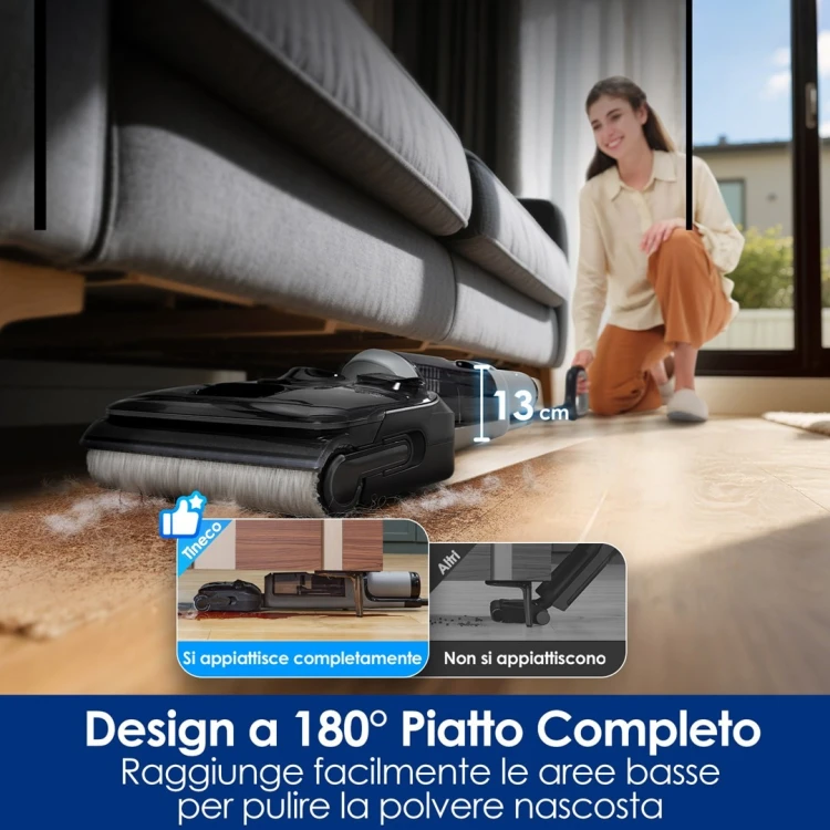 Tineco FloorOne i5 Stretch PLUS Odkurzacz pionowy Bateria Suchy i Mokry Bez worka Szary 2,5 Ah