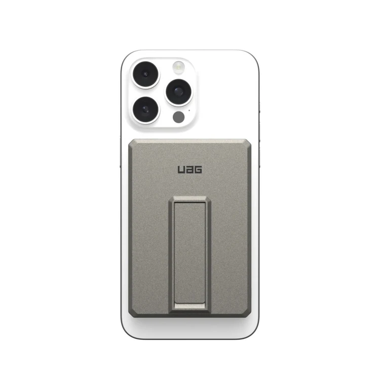 Powerbank UAG Ultra Slim 5K - powerbank 5000 mAh z podstawką, ładowanie bezprzewodowe 10W, kompatybilny z MagSafe, kabel w zestawie (titanium)