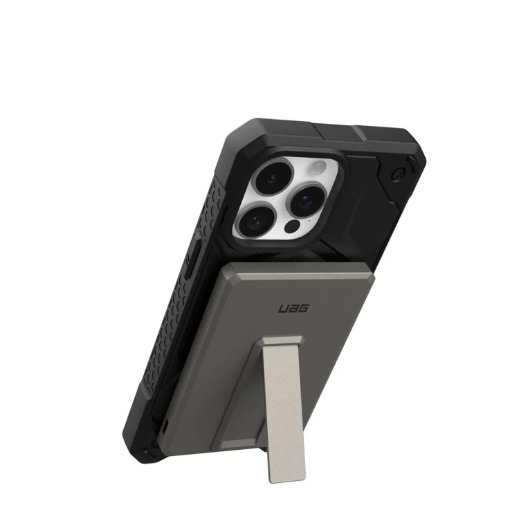 Powerbank UAG Ultra Slim 5K - powerbank 5000 mAh z podstawką, ładowanie bezprzewodowe 10W, kompatybilny z MagSafe, kabel w zestawie (titanium)