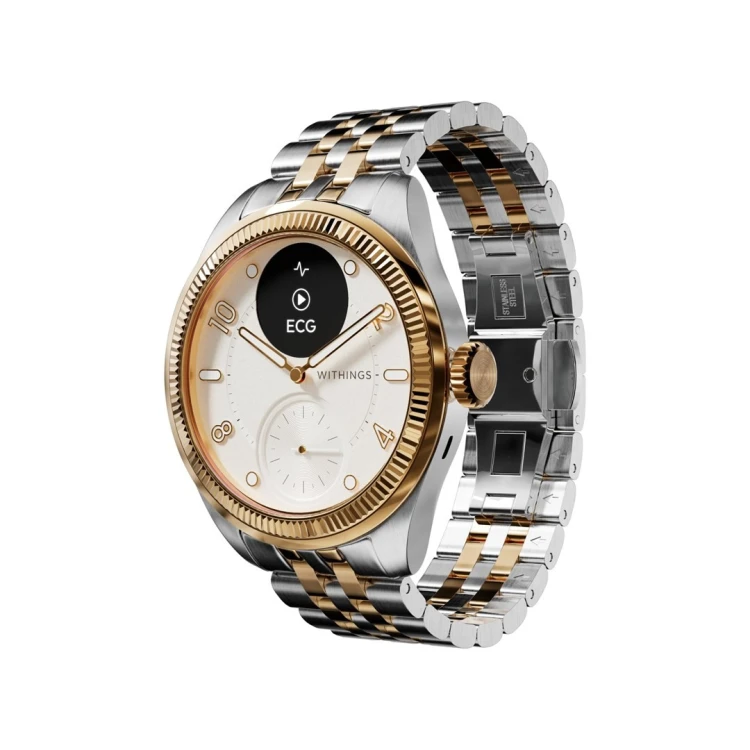 Zegarek Withings Scanwatch Nova Brilliant z EKG, puls, SPO2, temperatura, mierzenie aktywności i snu 39mm, gold