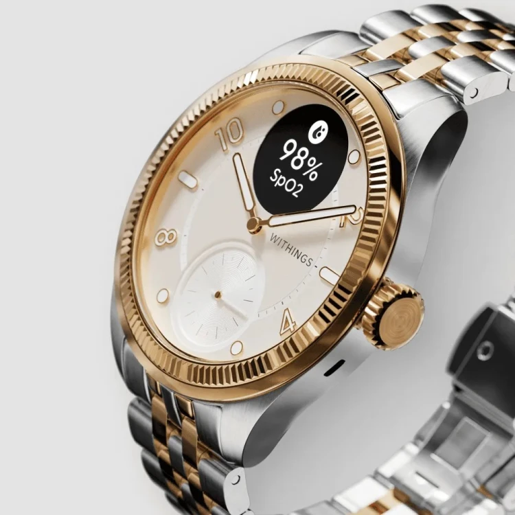 Zegarek Withings Scanwatch Nova Brilliant z EKG, puls, SPO2, temperatura, mierzenie aktywności i snu 39mm, gold