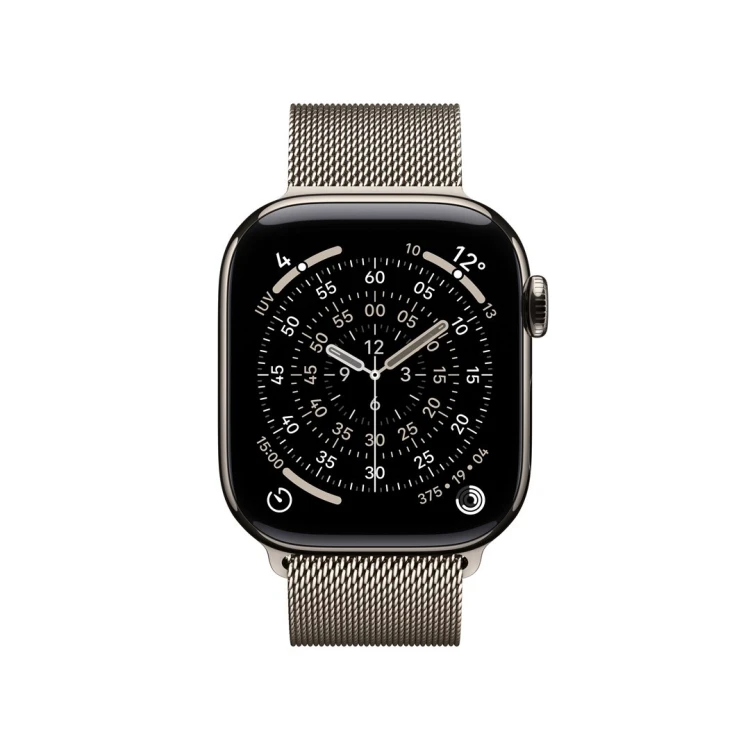 Apple Watch Series 11 (2025) Cell 42mm Tytanowa naturalna koperta z paskiem Milanese Natural