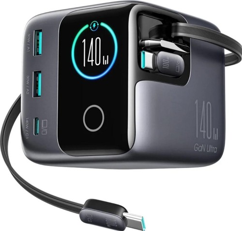 Ładowarka Joyroom Podix Jr-TRD01 GaN 140W 1x USB-C 2x USB-A + zwijane kable 2x USB-C