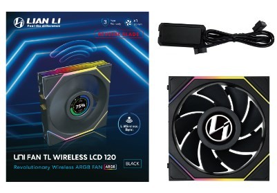 Wentylator Lian Li UNI FAN TL Wireless LCD Lüfter ARGB PWM Reverse Blade 120mm czarny