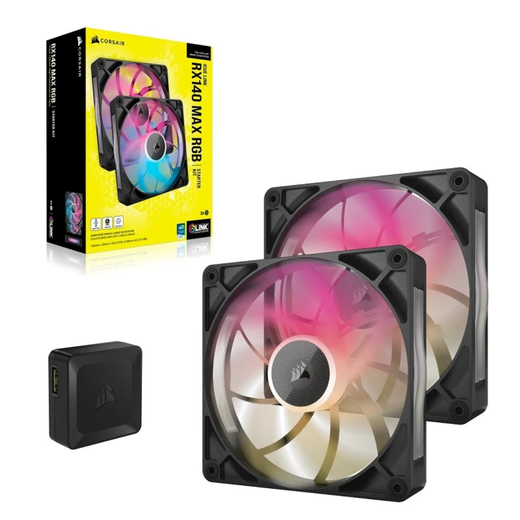 Zestaw startowy CORSAIR iCUE Link RX140 MAX RGB - Wentylator obudowy - 140mm - (zestaw 2 szt.)