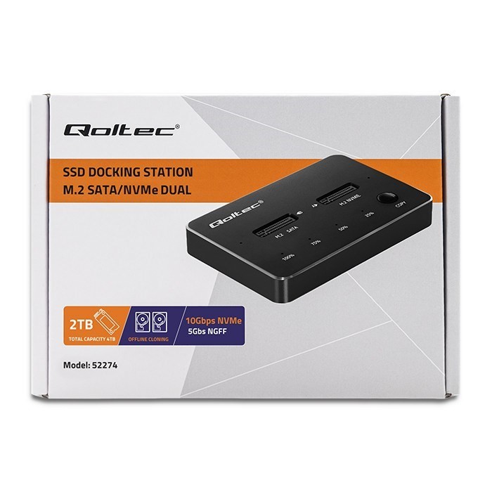 Stacja dokująca dysków SSD M.2 NVMe SATA USB-C DUAL 2 x 2TB