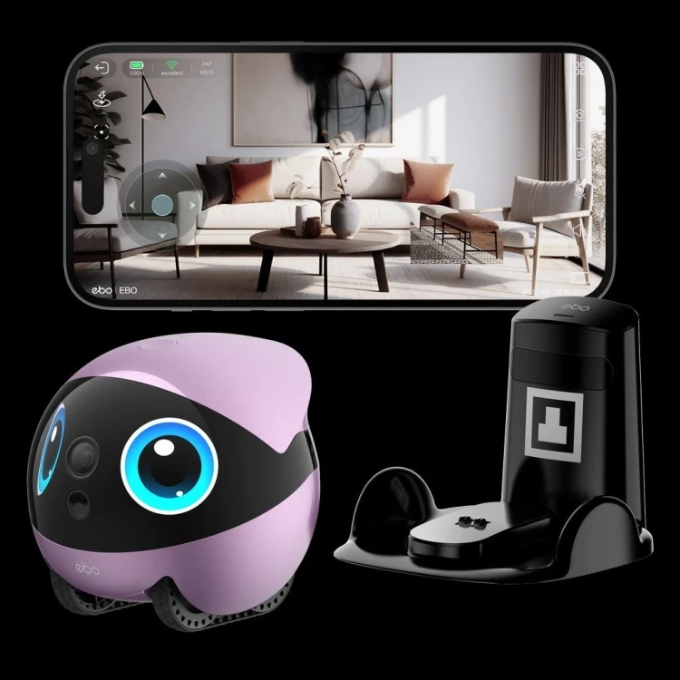 Domowy robot EnaBot - EBO AIR 2 Plus - towarzysz z funkcją monitoringu i rozmów video (purpurowy)