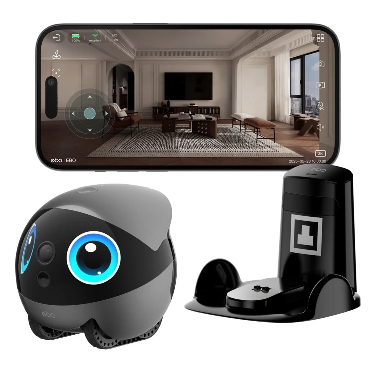 EnaBot - EBO AIR 2 Plus - domowy robot towarzyszący z funkcją monitoringu i rozmów video (szary)