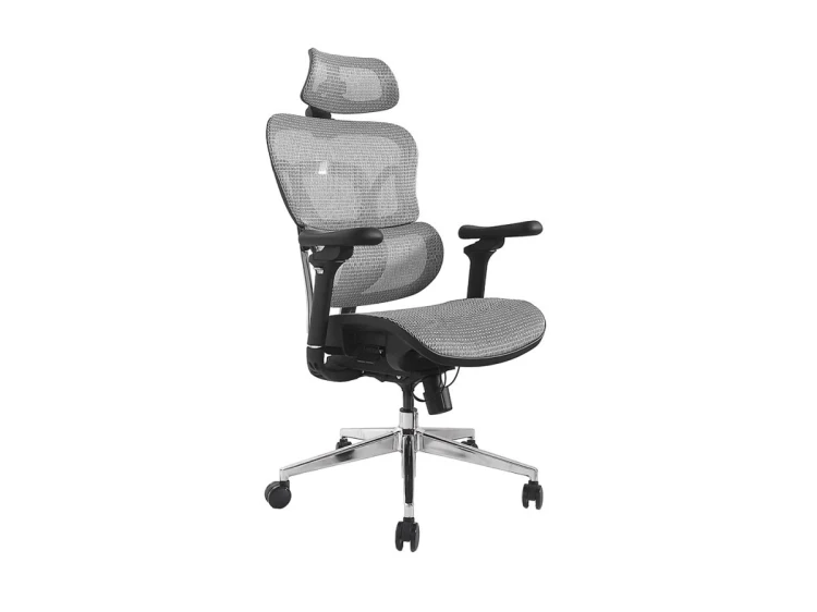 Wyposażenie Ergonomiczne Krzesło Biurowe + Zagłówek/Podłokietniki Szare Lite Sprzedaż Detaliczna