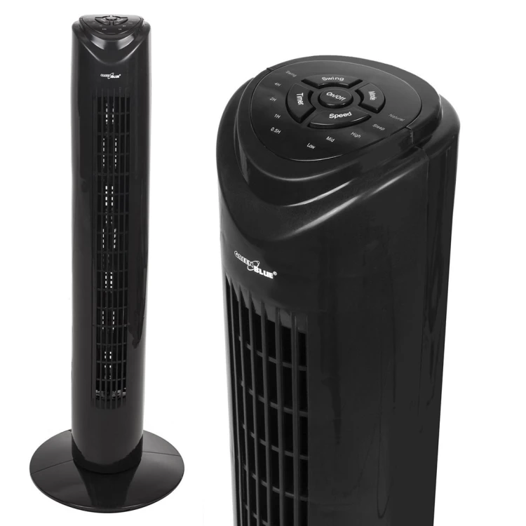 Wentylator kolumnowy GreenBlue 45W z 3 poziomami siły nawiewu, 82cm wysokości, 1,5m przewodu, z pilotem i timerem GB645