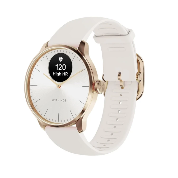 Zegarek Withings Scanwatch Light - zegarek z funkcją EKG, pomiarem pulsu i SPO2 oraz mierzeniem aktywności fizycznej i snu (37mm, rose gold-sand)