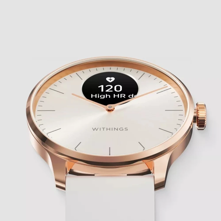 Zegarek Withings Scanwatch Light - zegarek z funkcją EKG, pomiarem pulsu i SPO2 oraz mierzeniem aktywności fizycznej i snu (37mm, rose gold-sand)