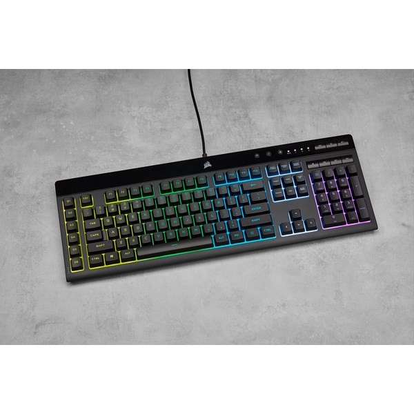 Korsarz | Gumowa kopuła | K55 RGB PRO | Klawiatura do gier | Klawiatura do gier | Światło LED RGB | Stany Zjednoczone | Przewodowe | Czarny