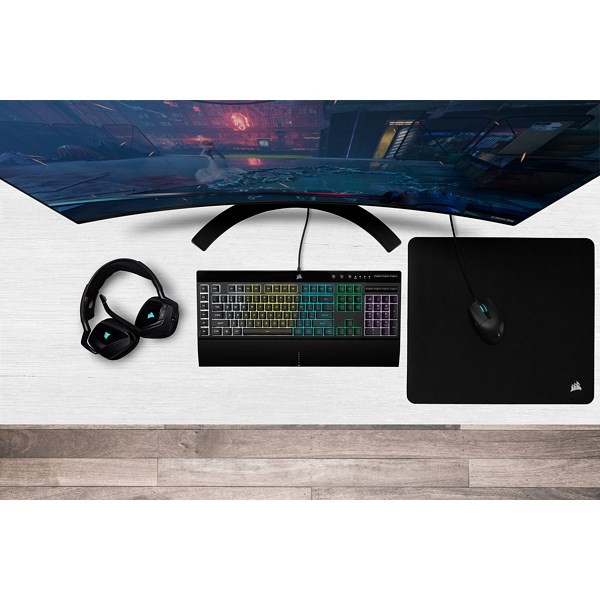 Korsarz | Gumowa kopuła | K55 RGB PRO | Klawiatura do gier | Klawiatura do gier | Światło LED RGB | Stany Zjednoczone | Przewodowe | Czarny