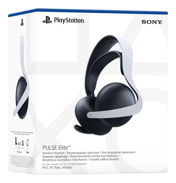Sony PULSE Elite Zestaw słuchawkowy Przewodowy i Bezprzewodowy Opaska na głowę Gaming Bluetooth Podstawka do ładowania Czarny, Biały