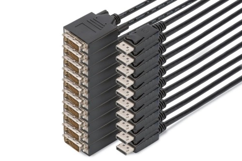 Kabel adapter DisplayPort, DP - DVI (24+1)M/M, 2.0m, 10er Set, Full HD, CE, bl