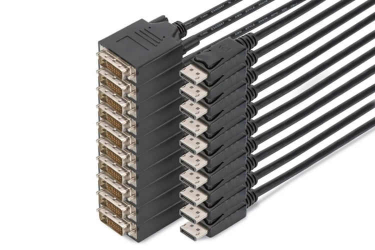 Kabel adapter DisplayPort, DP - DVI (24+1)M/M, 2.0m, 10er Set, Full HD, CE, bl