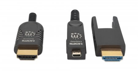 Aktywny kabel światłowodowy MANHATTAN High Speed z odłączanym złączem 4K@60Hz UHD, HDMI męski na Micro HDMI męski (typ D) i odłączany HDMI męski (typ