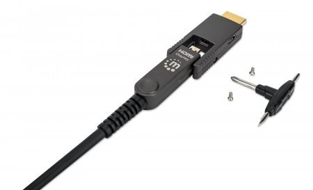 Aktywny kabel światłowodowy MANHATTAN High Speed z odłączanym złączem 4K@60Hz UHD, HDMI męski na Micro HDMI męski (typ D) i odłączany HDMI męski (typ