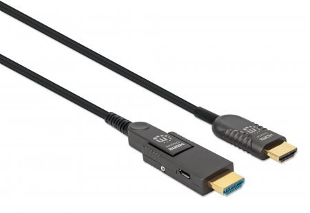 Aktywny kabel światłowodowy MANHATTAN High Speed z odłączanym złączem 4K@60Hz UHD, HDMI męski na Micro HDMI męski (typ D) i odłączany HDMI męski (typ