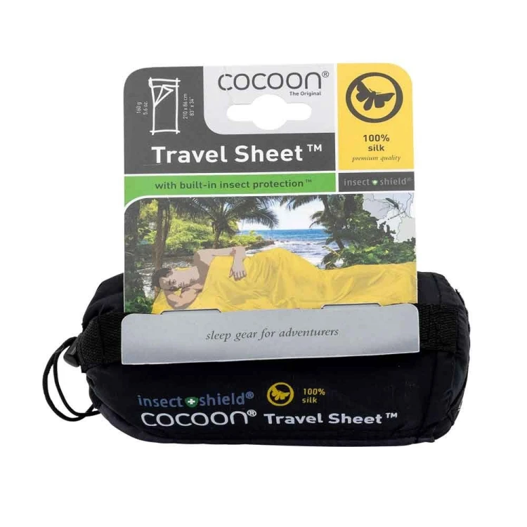 Prześcieradła podróżne Cocoon Insect Shield, 218 x 90 cm, 100% jedwab nosorożec
