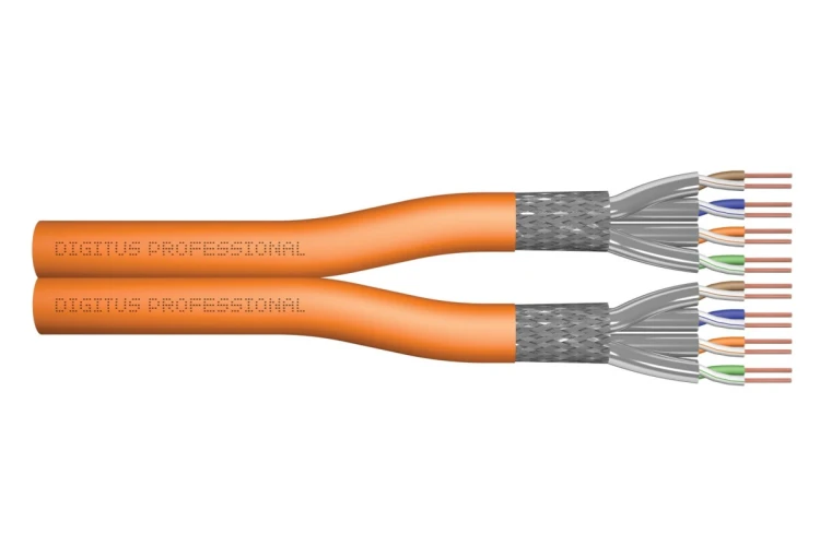 Kabel instalacyjny dupleksowy DIGITUS kat.7, S/FTP, Dca, AWG 23/1, LSOH, 500m, pomarańczowy, szpula
