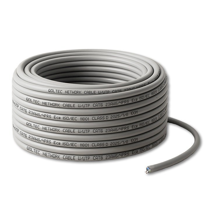 Qoltec Kabel Patchcord sieciowy skrętka UTP| Miedziany Cu |CAT6 | High speed 1Gb/s | LAN | 100m | szary