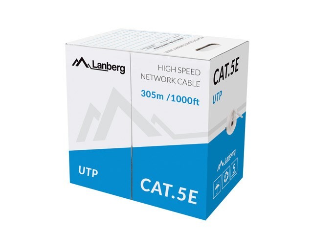 KABEL LAN UTP KAT.5E 305M DRUT CU SZARY CPR FLUKE PASSED LANBERG