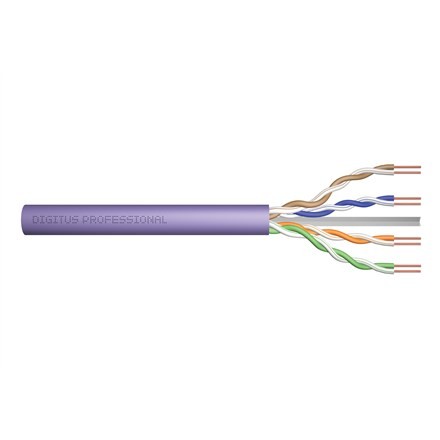Kabel instalacyjny DIGITUS kat.6, U/UTP, Eca, AWG 23/1, LSOH, 305m, fioletowy, karton