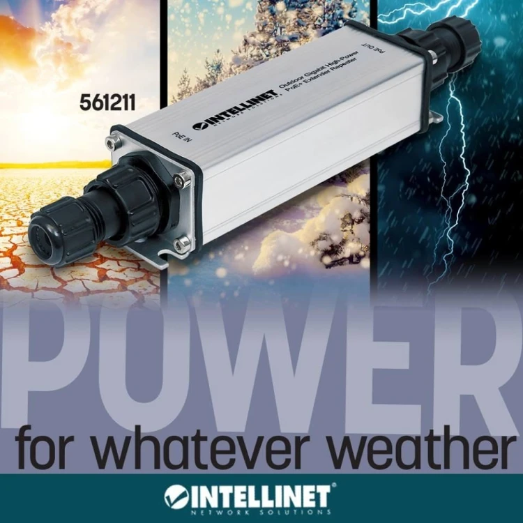 GIGABITOWY EXTENDER SYGNAŁU POE/POE+ 1-PORTOWY ZEWNĘTRZNY