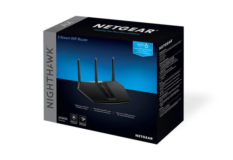 NETGEAR Nighthawk AX/5-Stream AX2400 WiFi 6 Router (RAX30) router bezprzewodowy Gigabit Ethernet Dual-band (2.4 GHz/5 GHz) Czarny