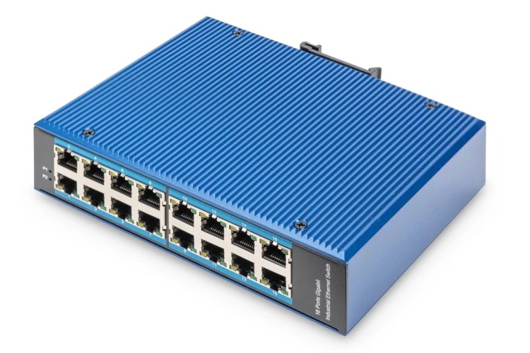 Przemysłowy switch 16x 1000Base-TX DIN rozszerzony zakres temperatur