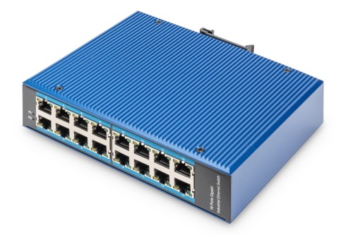 Przemysłowy switch 16x 1000Base-TX DIN rozszerzony zakres temperatur