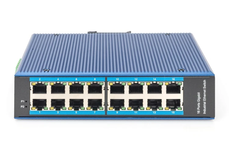 Przemysłowy switch 16x 1000Base-TX DIN rozszerzony zakres temperatur