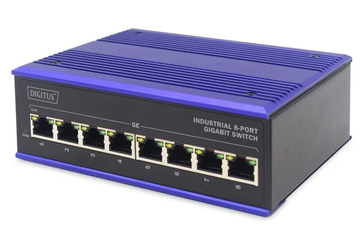 Przemysłowy switch 8x 1000Base-TX DIN rozszerzony zakres temp.