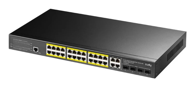 Cudy GS2028PS4 Zarządzany L2 Gigabit Ethernet (10/100/1000) Obsługa PoE 1U Czarny