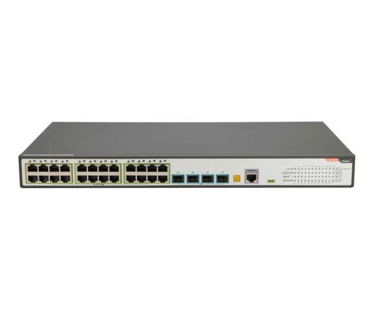 FiberHome S4820-28T-X-PE-AC łącza sieciowe Zarządzany L2/L3 Gigabit Ethernet (10/100/1000) Obsługa PoE 1U Czarny, Szary