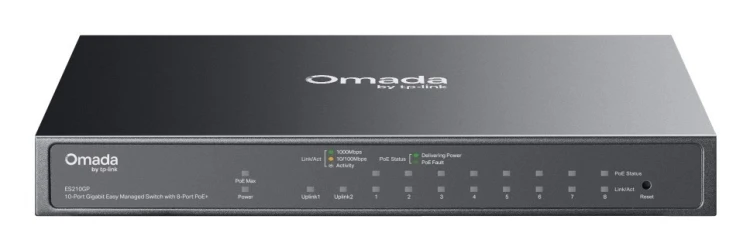 TP-Link Omada ES210GP przełącznik sieciowy Zarządzany L2 Gigabit Ethernet (10/100/1000) Obsługa PoE DIN rail Czarny