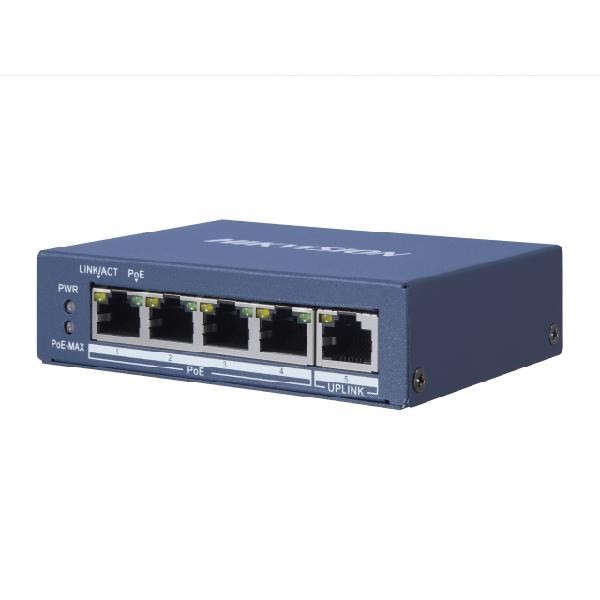 HIKVISION Przełącznik 4xPoE (1x HiPoE 60W), 1xUplink