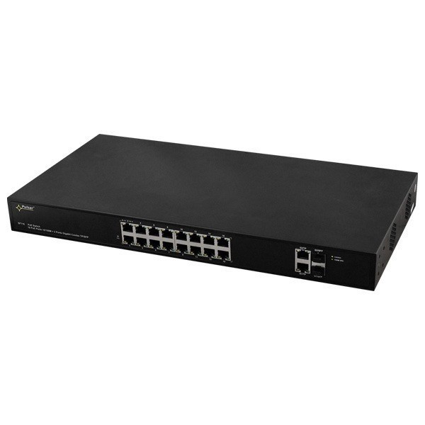 PULSAR SF116 łącza sieciowe Zarządzany Fast Ethernet (10/100) Obsługa PoE 1U Czarny