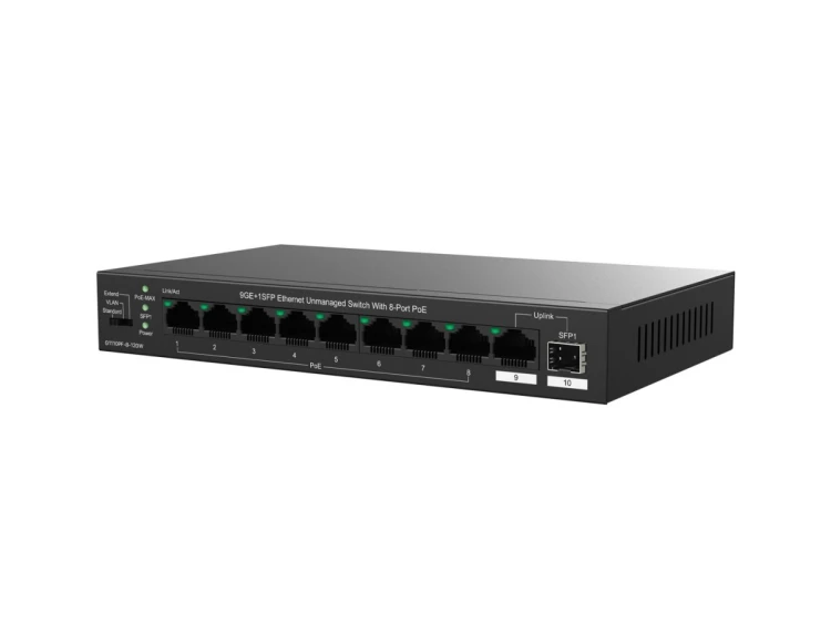 Tenda TEG1110PF-8-120W łącza sieciowe Nie zarządzany Gigabit Ethernet (10/100/1000) Obsługa PoE Czarny