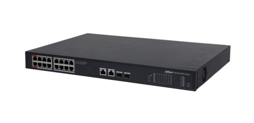 Dahua Technology PoE DH-PFS3220-16GT-190 przełącznik sieciowy Nie zarządzany L2 Gigabit Ethernet (10/100/1000) Obsługa PoE 1U Czarny