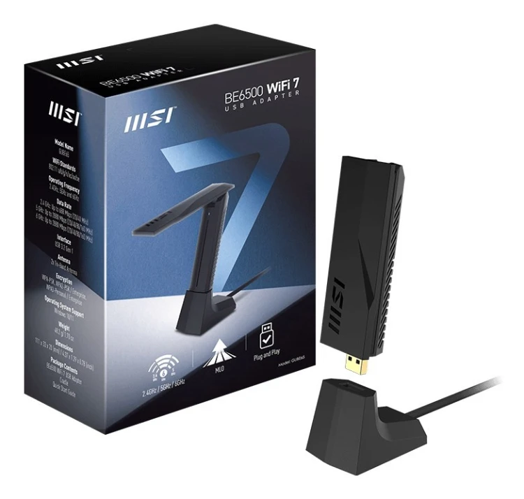 MSI BE6500 WiFi7 USB Stick - Dongle adapter USB 3.2 Gen 1 (3.1 Gen 1)