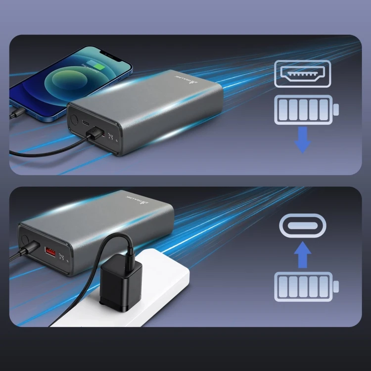 Extralink Powerbank EPB-126 20000mAh Srebrny Power bank, 45W PD, USB-C