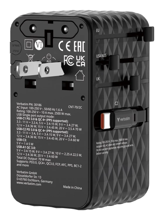 Ładowarka Verbatim Charge 'n' Travel 70W 2C