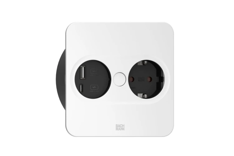 Bachmann 946.015 gniazdko elektryczne Type E + USB A + USB C Stal nierdzewna