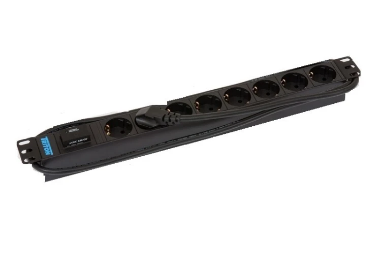 Listwa zasilająca Bachmann 19" ALU 1U SS, 8-drożna 35, szara, 2,0m, bez wyłącznika