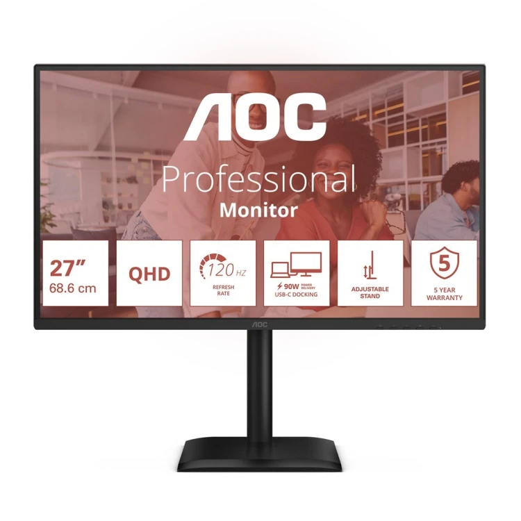 AOC E4 Q27E4CV monitor komputerowy 68,6 cm (27") 2560 x 1440 px Quad HD LED Czarny